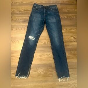 LOFT Dark Blue Distressed Skinny Jeans